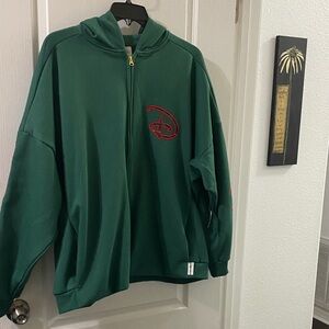 Disney unisex Green Zip-Up Hoodie with Red Logo